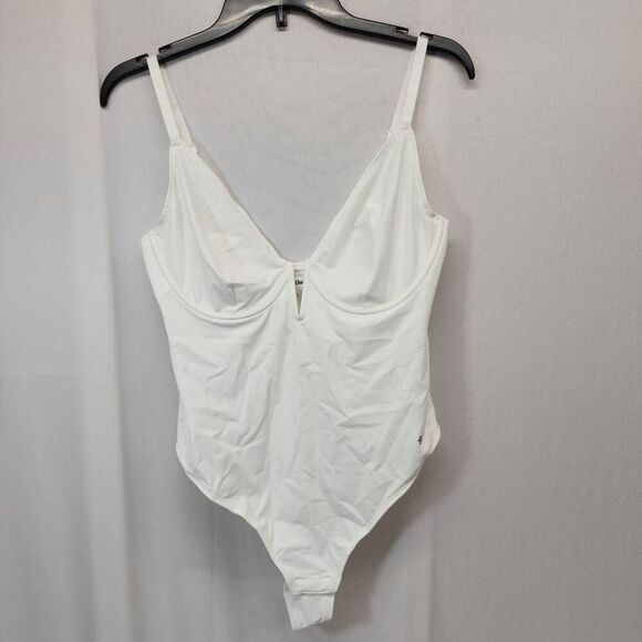 Popilush Size M White Bodysuit Tummy Control Shapewear Body Shaper Deep V Corset - Picture 2 of 8